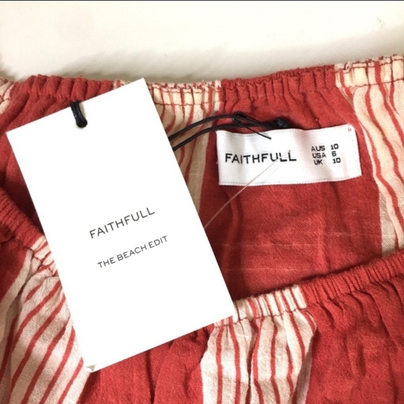 NWT Faithful the Brand Salerno Crop Off The Shoulder Stripe Top - Picture 5 of 10